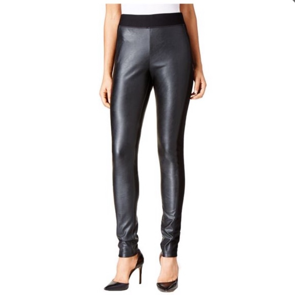 Faux black leather pants